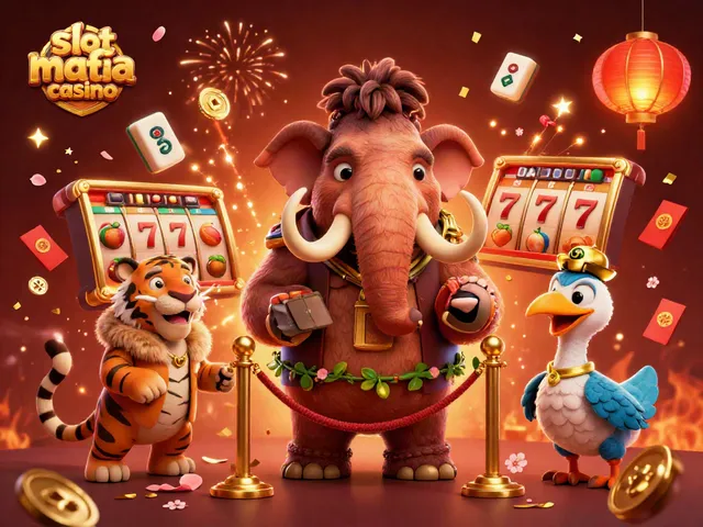Experience the excitement at Slot Mafia Casino with a bouncer and VIPs amidst dynamic 3D casino elements.